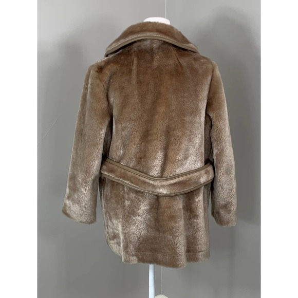 Vintage 60s Plush Faux Fur Taupe PeaCoat Groovy Mod Bohemian Punk Fall Winter - Picture 2 of 10